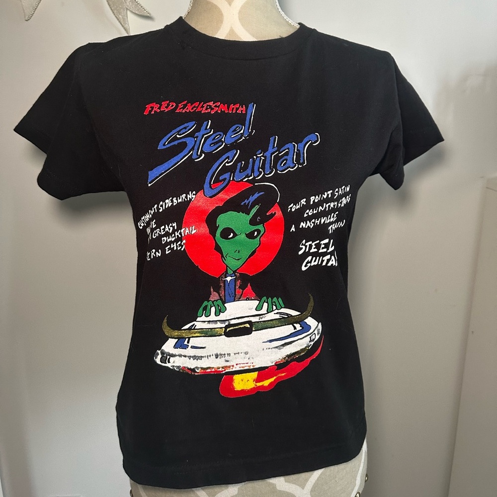 Rare super cute Black Graphic baby Tee with Alien Design